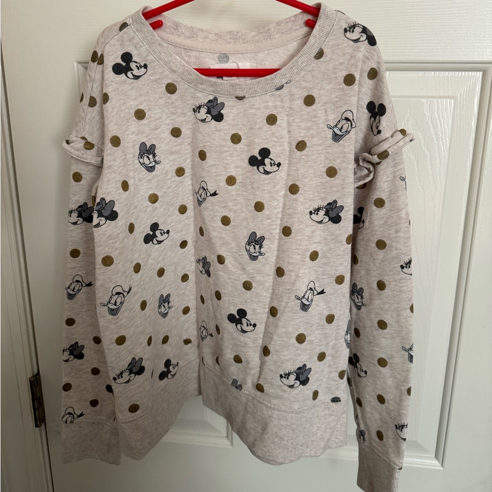 GAP Kids Mickey Mouse Polka Dot Sweatshirt - Cream and Gold